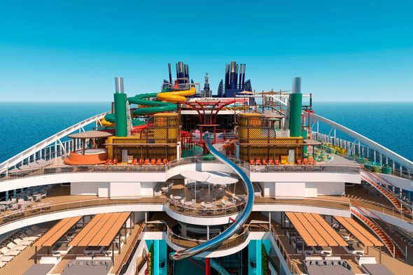 A rendering of the water park on MSC World Asia