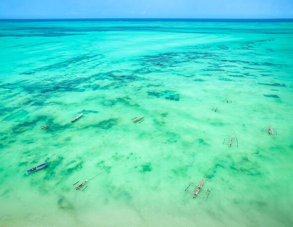 Traditional Fishing Boats on the Turquoise Waters of Zanzibar, Tanzania
