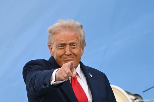 Trump against blue sky
