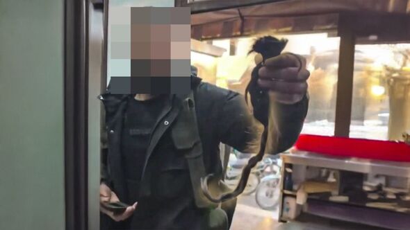 A militia fighter holds a braid of hair
