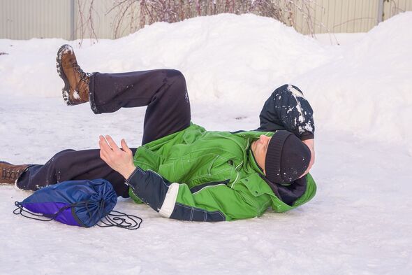 The man fell on slippery ice
