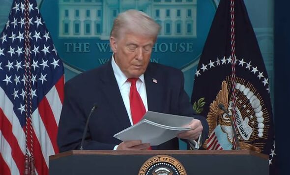 Trump holding up images