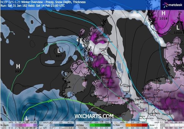 An intricate weather map displaying a variety of colors indicating different weather conditions and patterns across the globe.