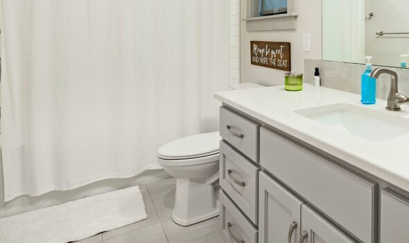 Picture of a clean shower curtain and mat