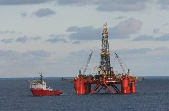 The Byford Dolphin oil rig and its safety ship in the North Sea