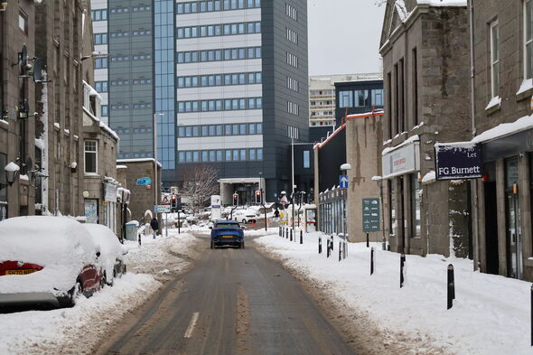 Aberdeen Scotland 6 january 2026 Snowy City Street And North East Scotland College On Winter Day