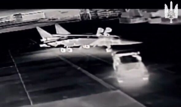 Aircraft on Russian airfield from drone's POV