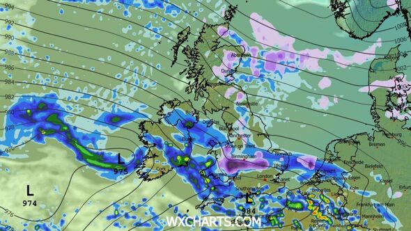 Weather maps showing snow on February 6
