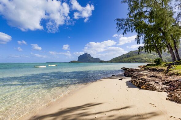 lonely tropical beach on mauritius island, africa