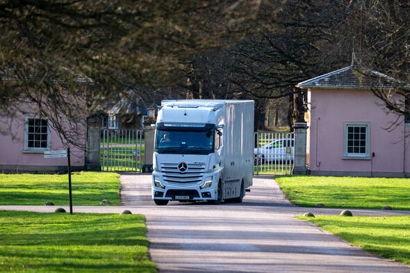 Removal van leaving the former home of Andrew Mountbatten-Windsor