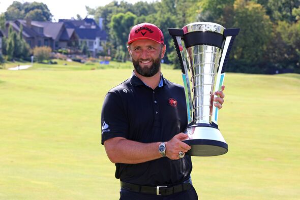 Jon Rahm with the LIV golf individual trophy