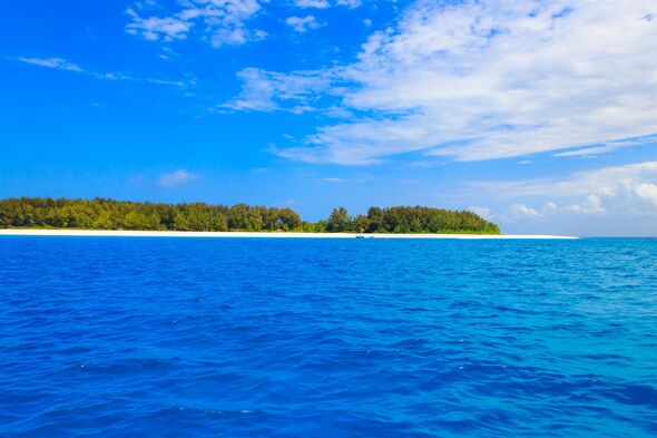 View of Mnemba island in the Indian Ocean, Zanzibar, Tanzania