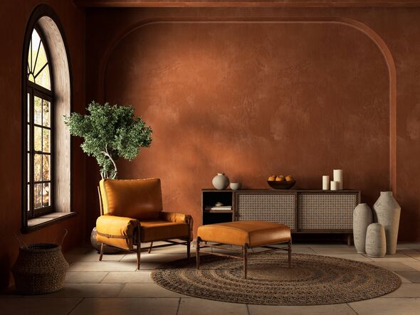 Orange boho style interior.