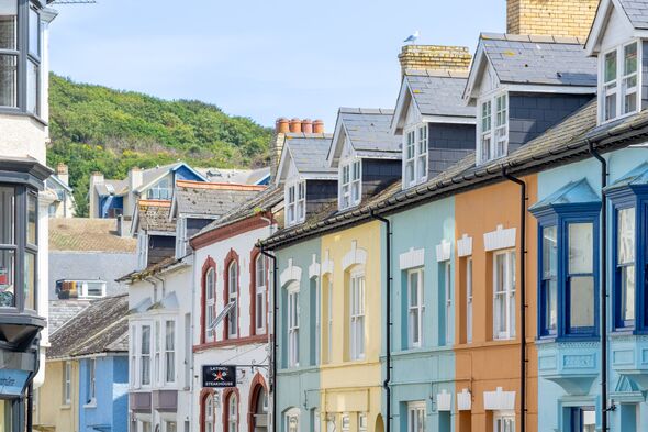 Pastel coloured terrace houses.