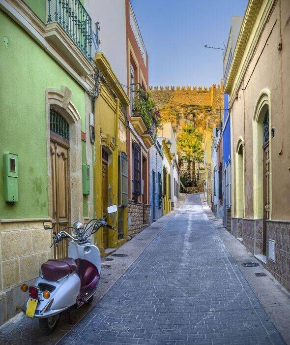 Street in the historic city of Almería, Spain