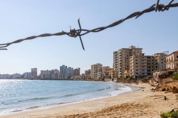 A beach in Varosha, a Ghost Town in Famagusta, Cyprus now occupied by the Northern Cyprus army following a coup in 1974