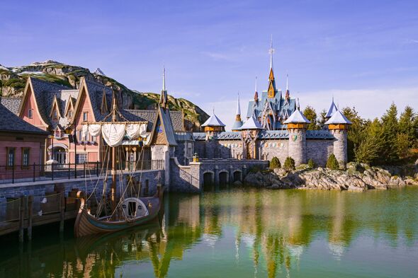 Disneyland Paris Frozen Land alongside a lake.