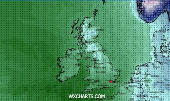 Minimum temperature map of the UK