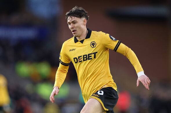 WOLVERHAMPTON, ENGLAND - JANUARY 31: Jorgen Strand Larsen of Wolverhampton Wanderers during the Premier League match between Wol
