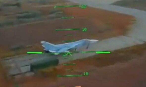 Screengrab of video of drone about to strike aircraft