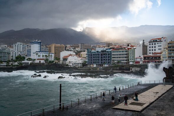 City at the north coast of Tenerife on a stormy day