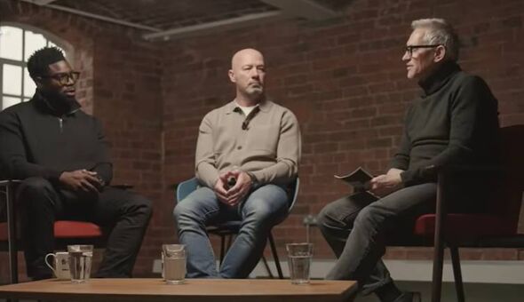 Micah Richards, Alan Shearer and Gary Lineker sit