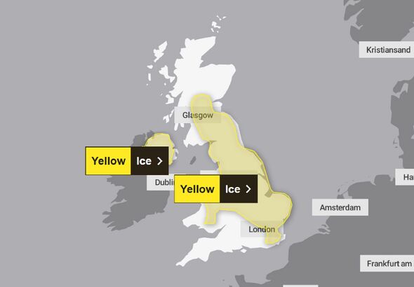 Yellow weather warning map