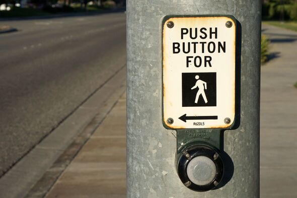 Push button for walking cross the crosswalk is walk signal at Silicon Valley San jose USA