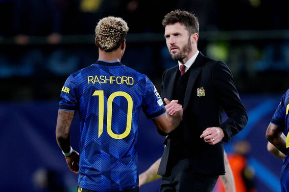 CASTELLON, SPAIN - NOVEMBER 23: Marcus Rashford of Manchester United, coach Michael Carrick of Manchester United during the UEF