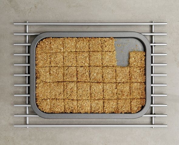 Tray of flapjacks with some missing