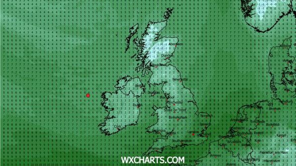 Weather map showing temperatures on March 14