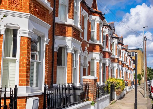 Brick terraced houses. London, England