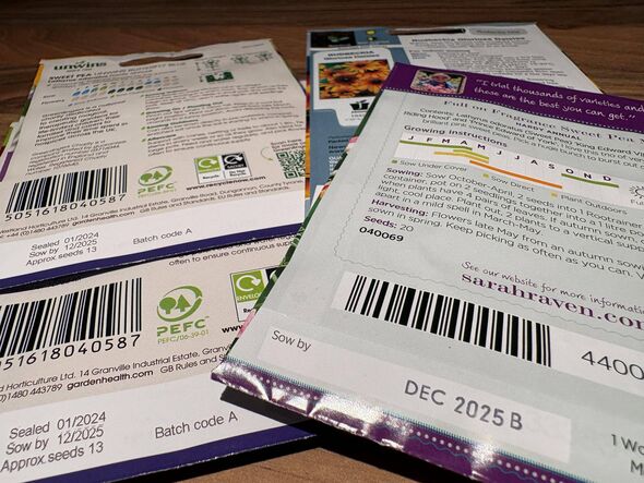 Out of date packets of seeds