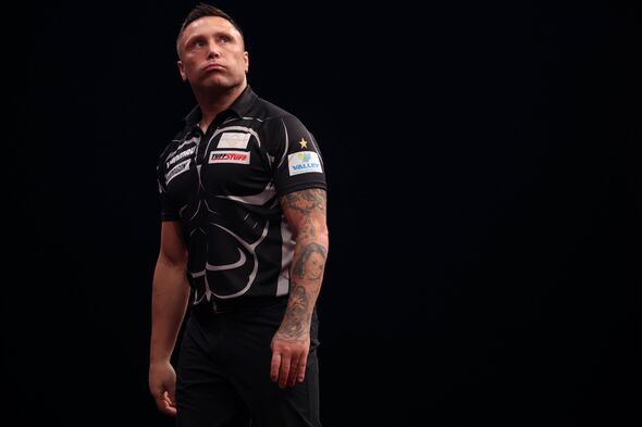 Gerwyn Price reacts in his Semi-Final match against Luke Littler during Day 4 of the 2026 Winmau World Masters Darts at Arena MK