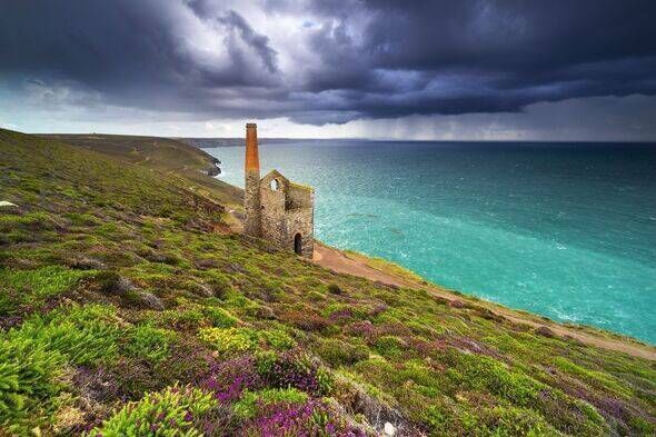 Wheal Coates in a thunderstorm, UNESCO World Heritage Site, St. Agnes, Cornwall, England, United Kingdom, Europe