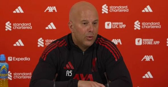 Arne Slot speaks at his Liverpool press conference this morning