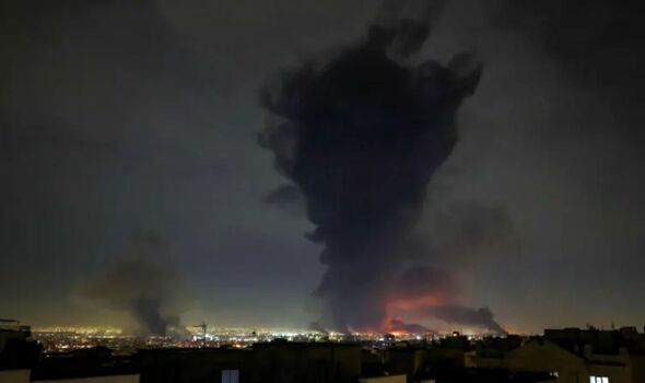 Plumes of thick smoke rising from Tehran’s Mehrabad airport