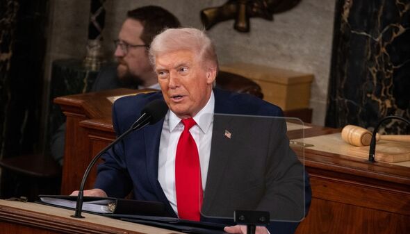 Close up of Donald Trump speaking at a podium