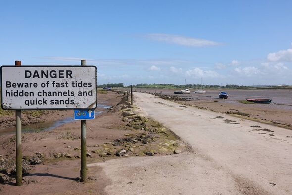 Warning sign at Sunderland Point, Lancashire
