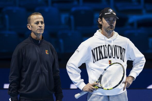 Samuel Lopez and Juan Carlos Ferrero, coaches of Carlos Alcaraz