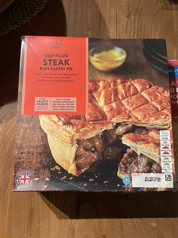 An M&S deep filled steak pie