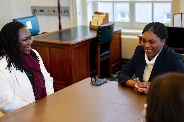 Jennifer Melle (L) meets Tory leader Kemi Badenoch