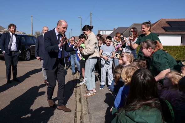 Prince William meets well-wishers after a visit to The Bourne Academy