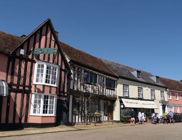 People shopping in the Market Place, Lavenham, Suffolk