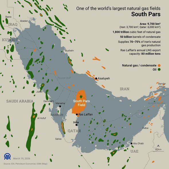 A map shows one of the world's largest natural gas fields: South Pars