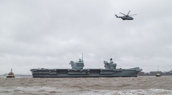 HMS Prince of Wales turning in the River Mersey