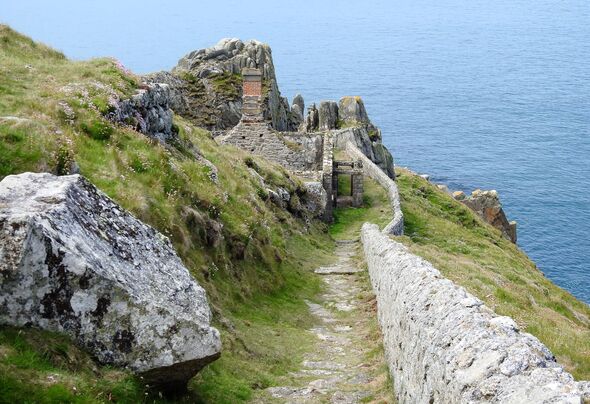 Ruined granite building at the Battery on Lundy island in the Bristol Channel