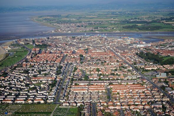 Aerial view of Fleetwood in Lancashire, England