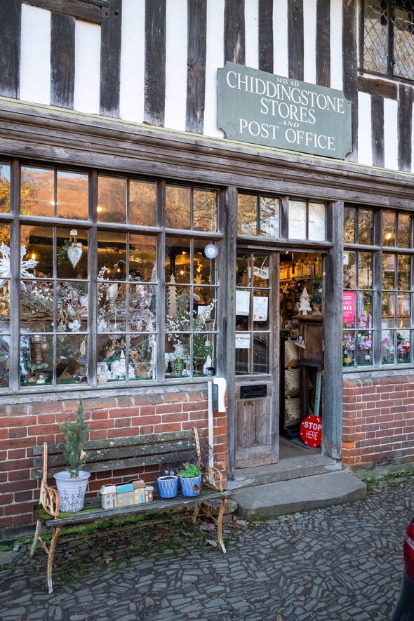 Traditional quaint Tudor style half timbered Chiddingstone Stores and Post Office