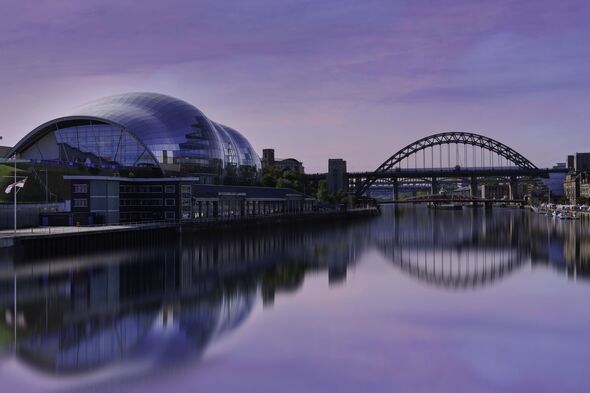 Newcastle city skyline over River Tyne